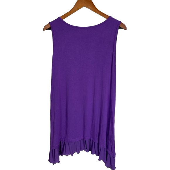 LOGO By Lori Goldstein Layers Tunic Purple Sleeveless Extra Large XL Ruffles - Picture 5 of 5